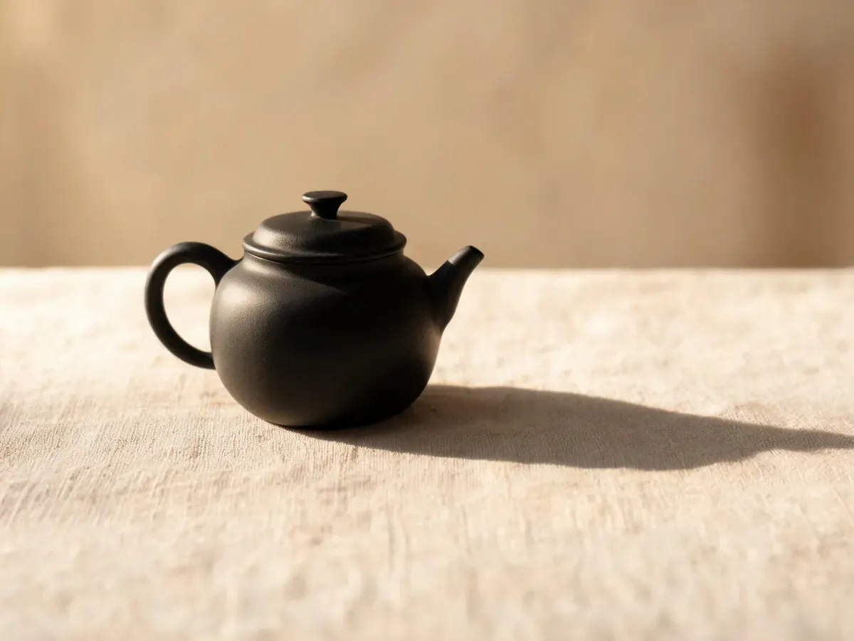 A ceramic mug on a pale oak table in soft window light, generated from a prompt