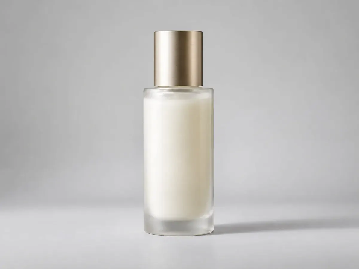 Bottle kept intact while the cluttered desk behind it becomes a plain studio wall